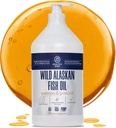 Divoký aljašský losos olej pro psy s Pollockem - 64 oz Pollock and Salmon Oil, Omega 3, EPA, a DHA - Psi kůže a kabát dodatek - Made in USA
