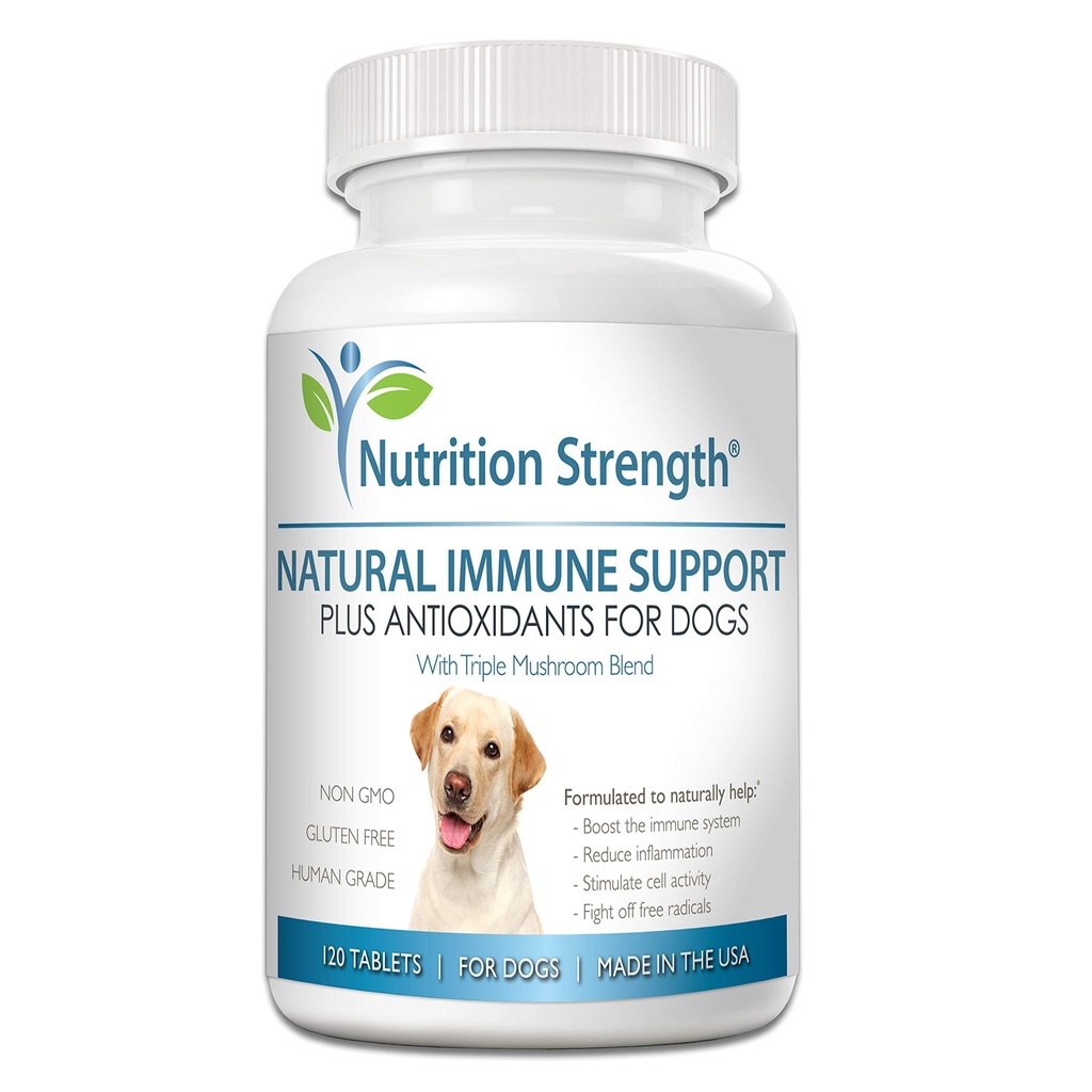 Imunitní podpora pro psy Plus antioxidant, Reishi, Shiitake, Maitake, Turecko Tail houby pro psy, s Coenzym Q10, Selen, Vitamin A, 120 žvýkací tablety