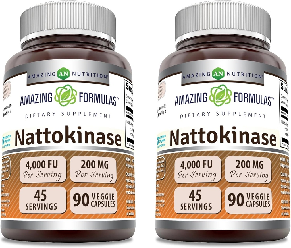 Amazing Approvas Nattokinase Dietní dodatek 100 mg Veggie Kapsle dodatek 124; 2000 FU enzym aktivita 124; Non- GMO CP124; Gluten Free CP124; Made in USA (90 hrabě 124; 2 Pack)