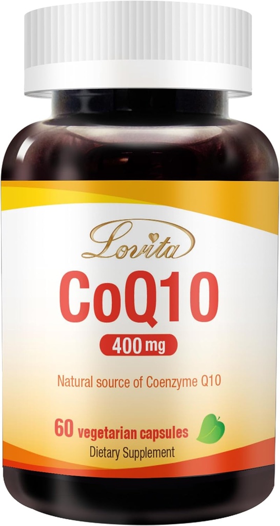Lovita CoQ10 400mg doplňky 124; Easyy Absorbovaný Coenzym Q10 prášek 124; Antioxidant Co Q10 enzym 124; Podpora zdraví srdce 124; Vegan 124; 60 Kapsle