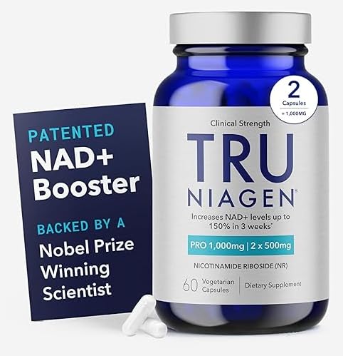 TRU NIAGEN PRO NAD + dodatek pro Anti Aging and Cell Regeneration, 2 x 500mg Patented Niagen, 30 Služeb 124; Podporuje buněčnou energii 124; Nikotinamid Riboside (NR) Denní doplňky pro muže a ženy