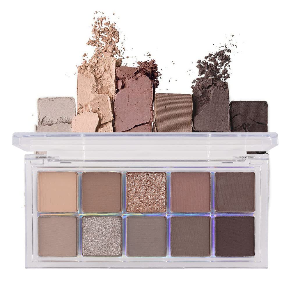 BINGBRUSH 10 Barvy Dark Brown Gray Eyeshadow Palet, High Pigmented Matte Shimmer Eyeshadow, Natural Neutrální Shiny Eyeshadow Ultimate Makeup Palety, Vibrant Make Up Palety Kit
