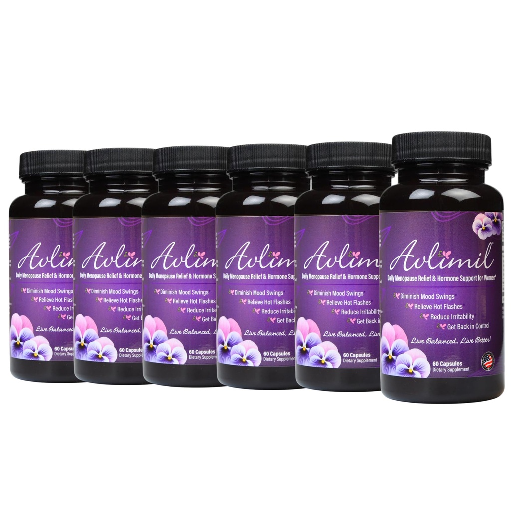 Hormon Balance & Menopauza 124; Relief from Mood Swings, Hot Flashes, Night Sweats & Irritability - Isoflavones, Black Cohosh, Malina, Valerian, Sage, Red Clover, Lemon Balm - 60 Počet (6)