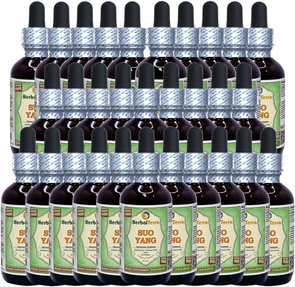 SUO Yang (Cynomorium coccineum) Glycerit, sušený Herb Alcohol- Free Liquid Extract (Značka: HerbalTerra, Proudly Made in USA) 30x2 fl.oz (30x60 ml)