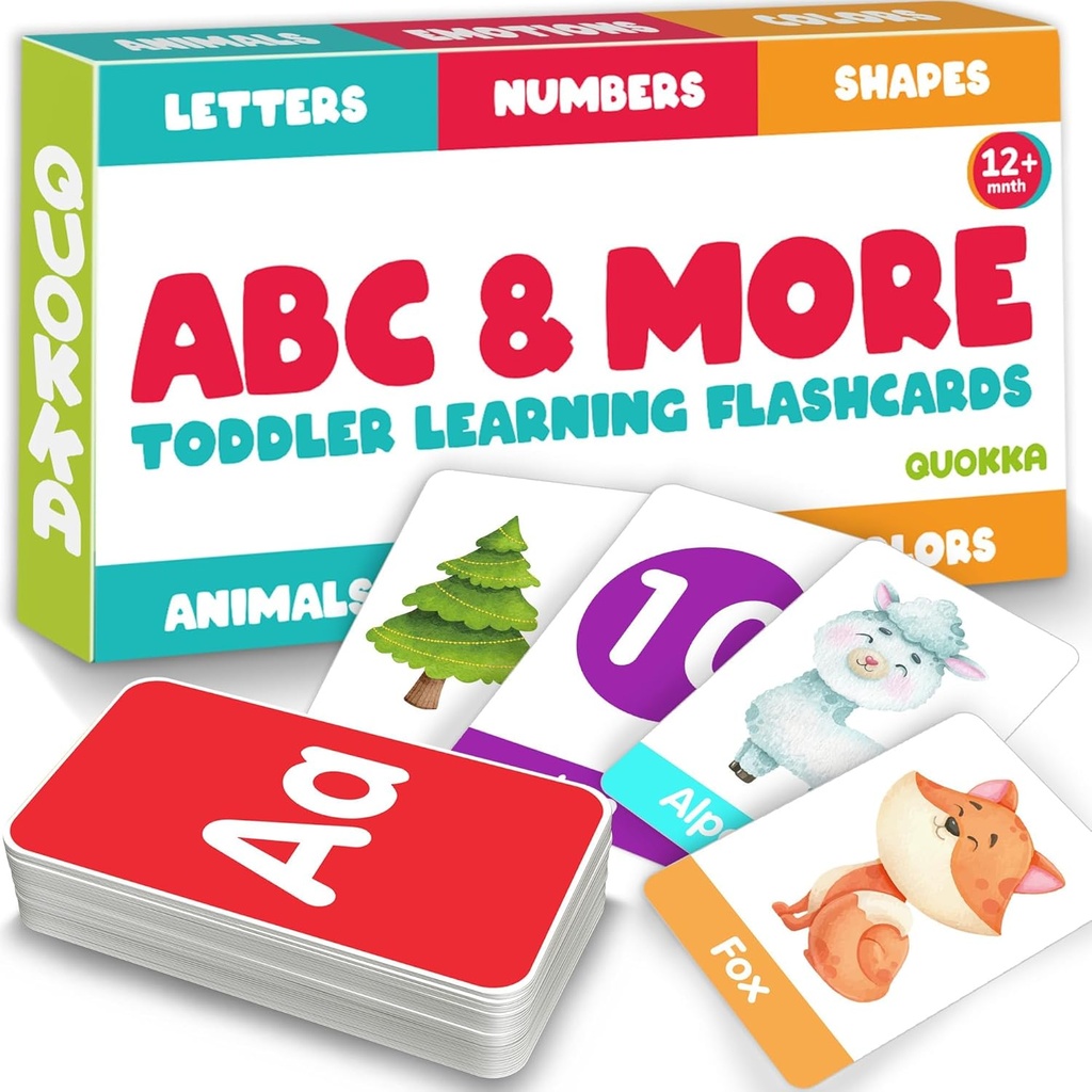 ABC učení flash karty pro Toddlers 2-4 roky staré - 60 Flashcards Toy pro děti věků 1-3-5 od Quokka - abecední čísla barvy dopisy zvířata učit se aktivity - první slova vzdělávací hra
