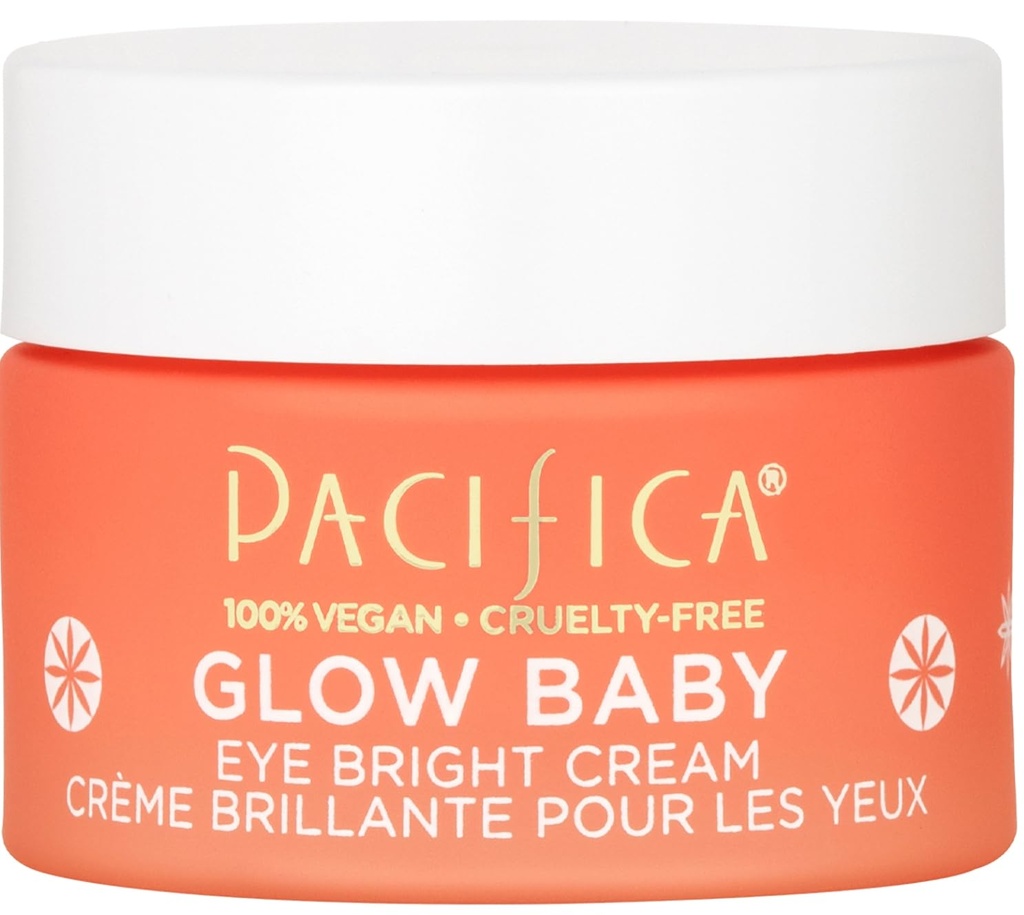 Pacifica Glow Baby Brighting Eye Cream - Vitamin C pod okem krém pro tmavé kruhy & Puffiness, Caffeine- Infuzní oční zvýrazňovač pro unavené oči Fragrance- Volný 0,5 oz Clean Vegan Dermatolog Tested