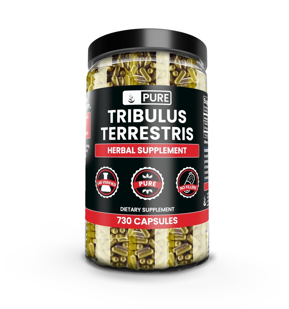 Čisté původní složky Tribulus Terrestris, No Magnesium Or Rice Fillers, Vždy čisté, Laboratorní ověřené (730 Kapsle)