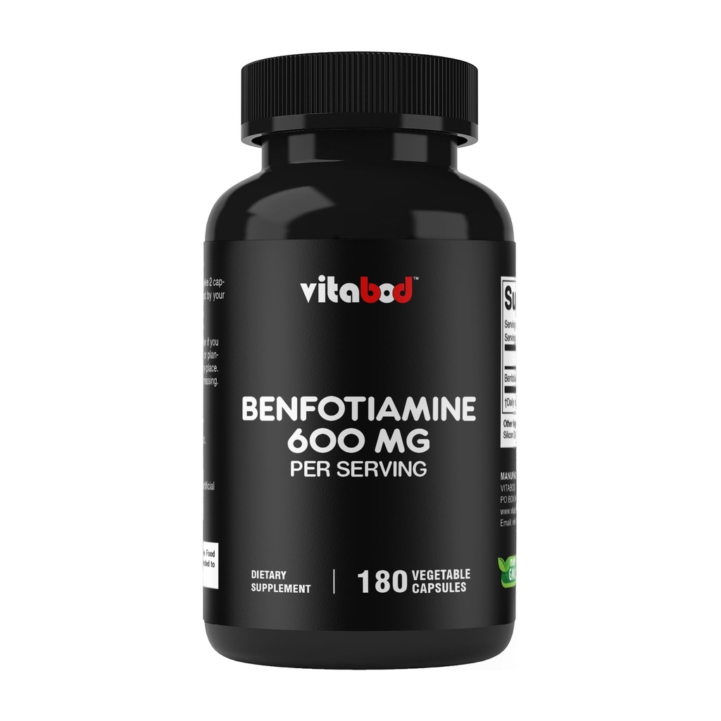 Benfotiamin 600mg - 180 Vegetariánských kapslí - Fat- Soluble Vitamin B1 Dodatek