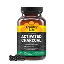 Country Life Coconut Activated Charcoal Capsules, 260mg - Přírodní Charcoal Supplement for Gas and Bloating Relief - Gluten- Free, 100 Vegan Kapsle