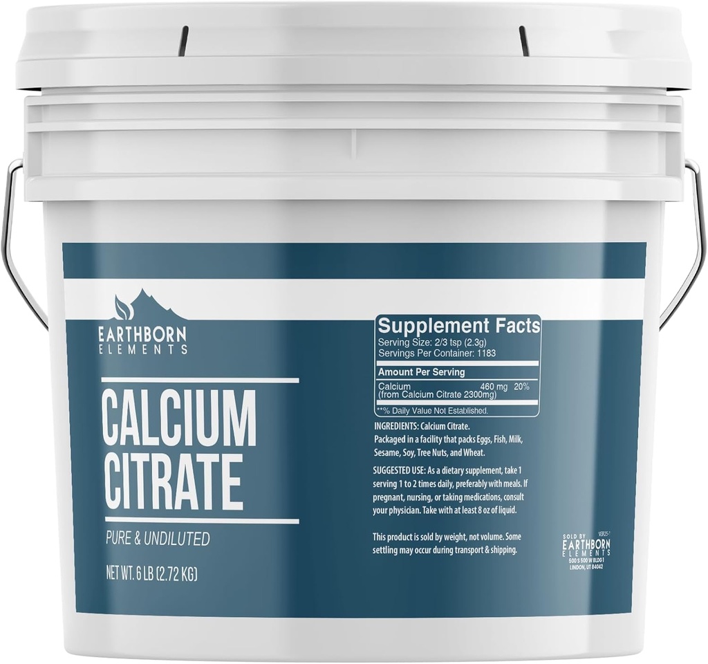 Pozemské prvky vápník Citrát 1 Gallon Bucket, čistý a neředěný, laboratorní ověřené (96 Ounce)