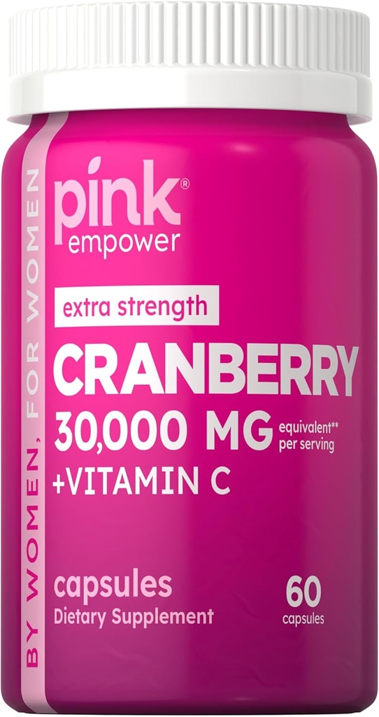 PINK Cranberry pilulky pro ženy Cranberry 124; 60 Kapsle 124; Plus Vitamin C Crangon 124; Non-GMO & Gluten zdarma Extract dodatek Crangon 124; Podporuje močení Tract Health