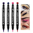 BINGBRUSH Dvojité Liquid Stamp Eyiner Pen, Face Stamps make-up Extrémně černý vodotěsný Slim Gel Felt Tip High Black Pigment Liquid Eyiner & Seal resina para tips de gel (Barevné)