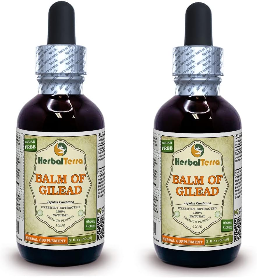 Balzám z Gilead (Populus candicans) tinktura, Organic Sured Buds Liquid Extract (Značka: HerbalTerra, Proudly made in USA) 2x2 fl.oz (2x60 ml)