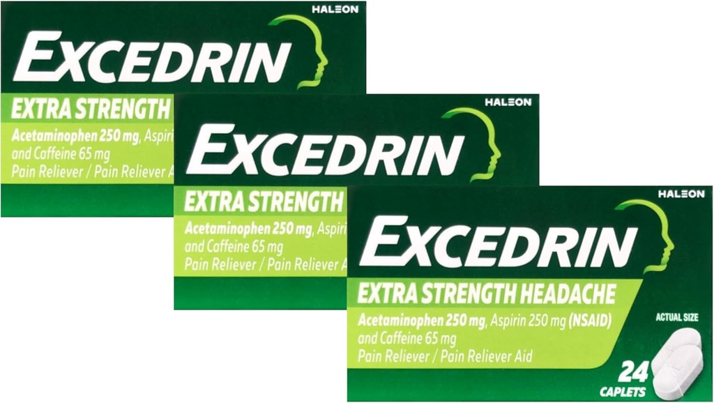 Excedrin Relief Caplet, Extra síla 24 Ea (balení po 3)