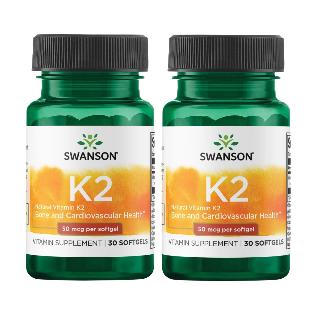 Swanson Natural Vitamin K2 (Menachinone- 7 z Natto) 50 mcg 30 Sgels (2 balení)