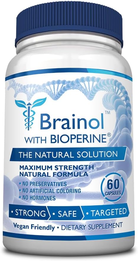 Fungavir Brainol - Cílený doplněk podpory mozku - B Vitaminy, hořčík, aminokyseliny, třezalka, fosfatidylserin, Ginkgo Biloba - Vegan- Friendly - 60 Kapsle - 1 měsíc Dodávka