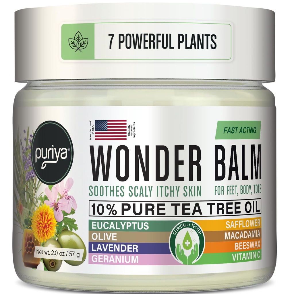 Tea Tree Oil Balm, Extra síla, Pár Well s Jock Itch Cream, Spray, Athletes Foot, Ringworm Cream pro člověka, Vyrážka Cream, Rychlé chování pro suché, Svědění kůže, Plant Powered Wonder Balm