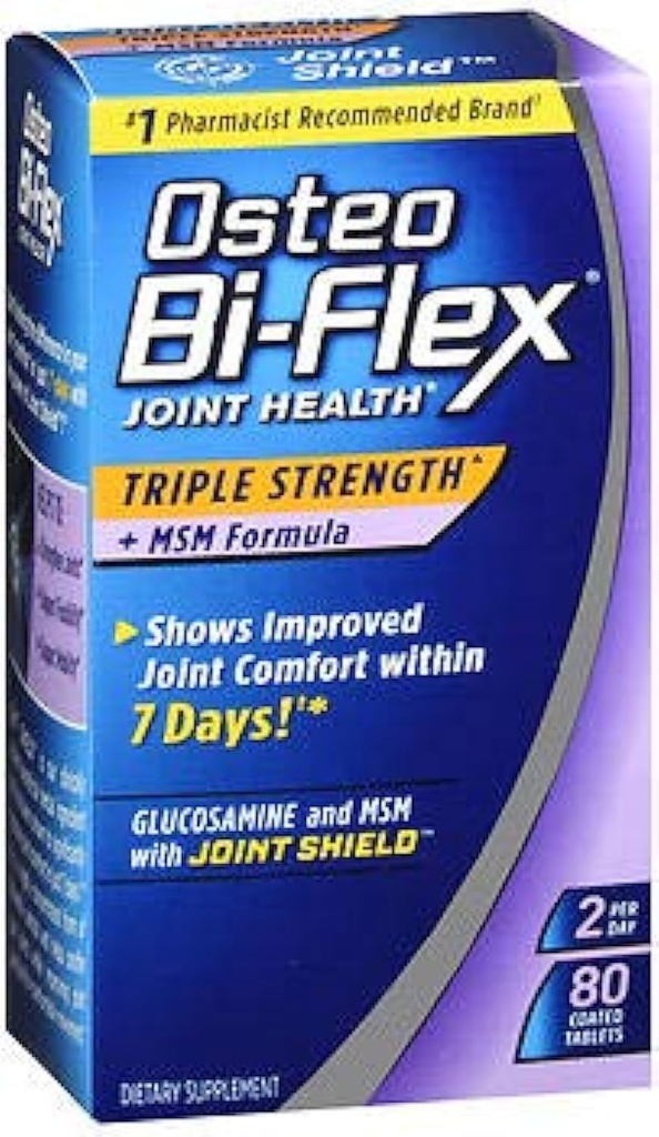 Osteo Bi-Flex Joint Health Triple Strength + MSM Formule Joint Shield + Glucosamine - 80 potahovaných tablet