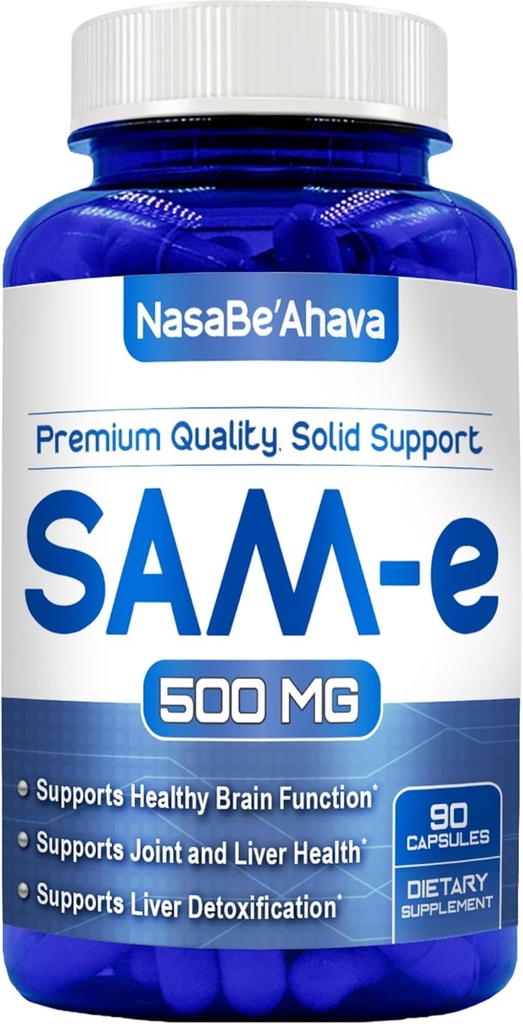 SAM- E dodatek 500mg COMPAN124; Easy Absorption S- Adenosyl- L- Methionin SAM- e 500mg pro dodatek pro podporu kostí a mood Supplement CMP124; Made in The USA Non- GMO and Gluten Free (90 Day Supply)