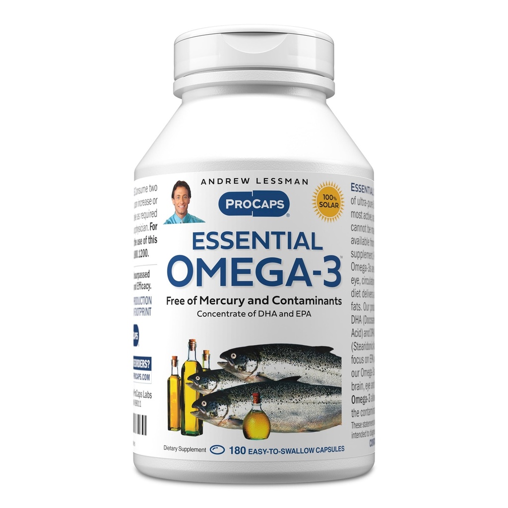 ANDREW LESSMAN Essential Omega33 Neochucené - 180 Softgels - Ultra- Pure, High Potency Omega33 Oils. Vysoká DHA, žádná žaludeční nevolnost, žádné kontaminující látky, žádná rtuť. Small Snadné polykat ponožky