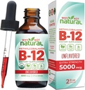 Proč ne přírodní organické vitamín B12 kapalný - Sublingvální Extra síla 60 x 5000 mcg Metylkobalamin kapky, Vegan, Maximalizovat absorpci a energii