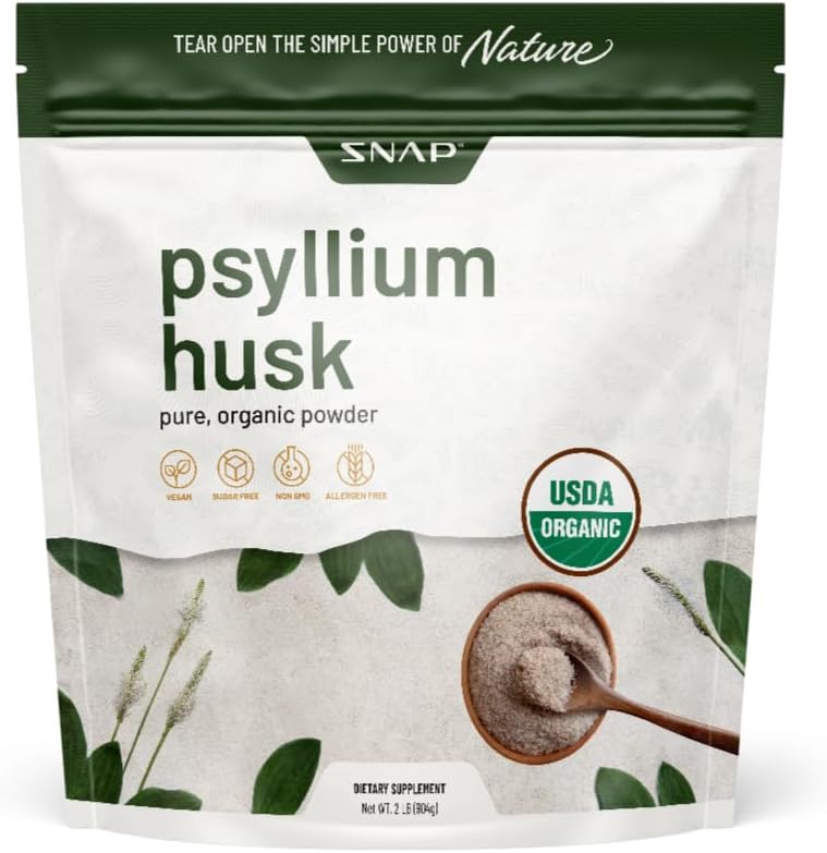 Snap doplňky Psylium Husk USDA Organic Powder, Podpora zdravé Gut, Čisté trávicí systém, AIDS stravitelné zdraví, Non- GMO, čistý organický prášek, 2LB