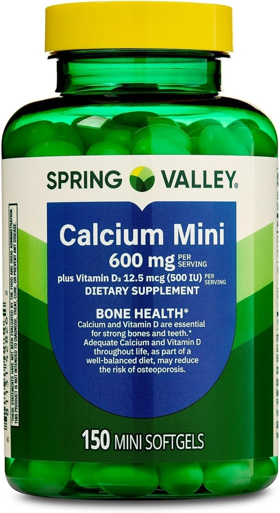 Příplatek vápníku s vitaminem D3-600mg vápníku pro zdraví kostí, 150 Mini tanga, esenciální vápník a vitamín D3 podpora