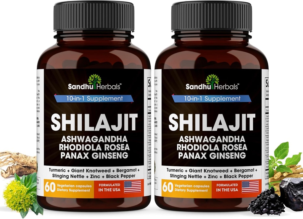 Shilajit Pure Himalayan pro muže a ženy 124; 120 Kapsle s Ashwagandha 124; High potency and Energy Appendix 124; Lepší absorpce než Gummies 124; pro extra energie a Stamina 124; Combo s Moss Moss