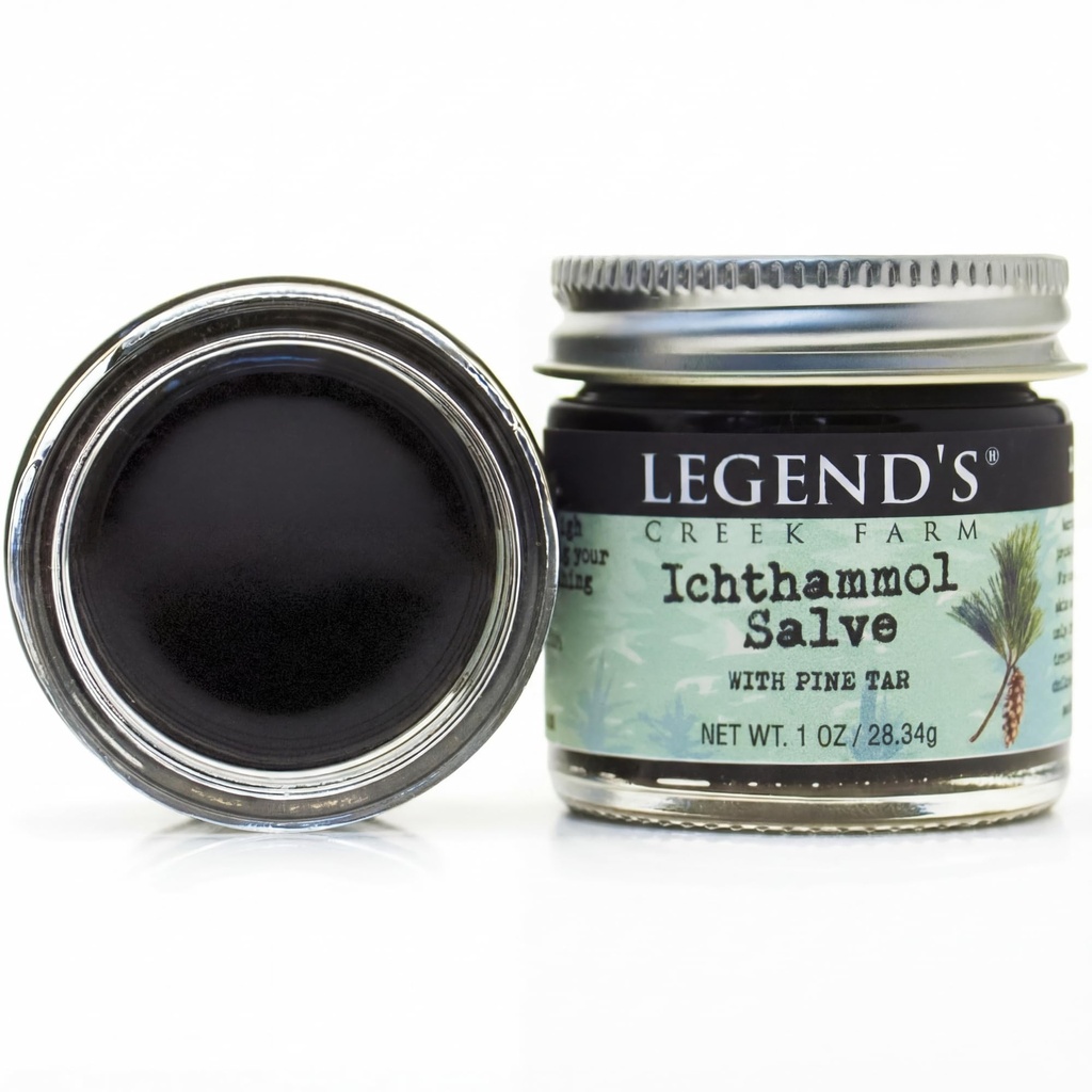Legend 's Creek Farm Bylinný Salve - Léčení Ointment s 20% Ichthammol Kreslení Salve - Přírodní balzám pro Stings, & Třísky - 1 oz - Ruční výroba v USA (Ichthammol Pine Tar)