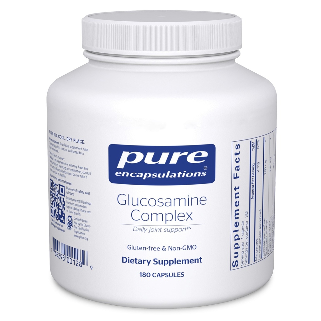 Čisté enkapsulace Glucosamin Komplex 124; Dietní doplněk Cartilage Support with Manganese CLAS124; 180 Kapsle