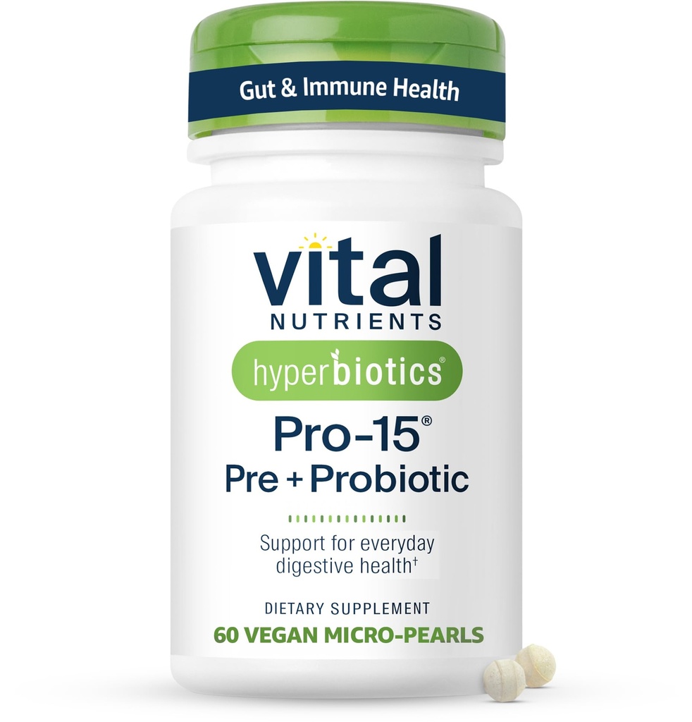 Hyperbiotika Vitální živiny Pro-15 Prebiotika a Probiotika pro ženy a muže 124; 15 Věda Backed Strains 124; Podporuje příležitostné zácpy, Průjem, plyn & Bloating 124; 60 Vegan Time Release Pearls