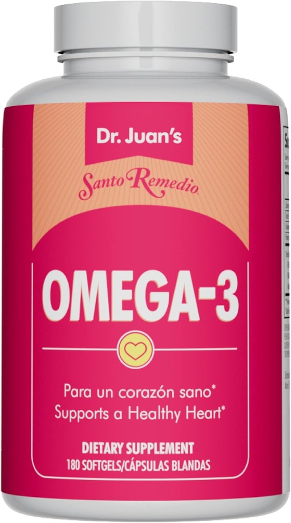 Santo Remedio Omega 3, podporuje kardiovaskulární zdraví, dodatek stravy, žádné umělé barvy, celkem Omega33 mastné kyseliny 2000 mg, 180 Softgels, 90 dávek