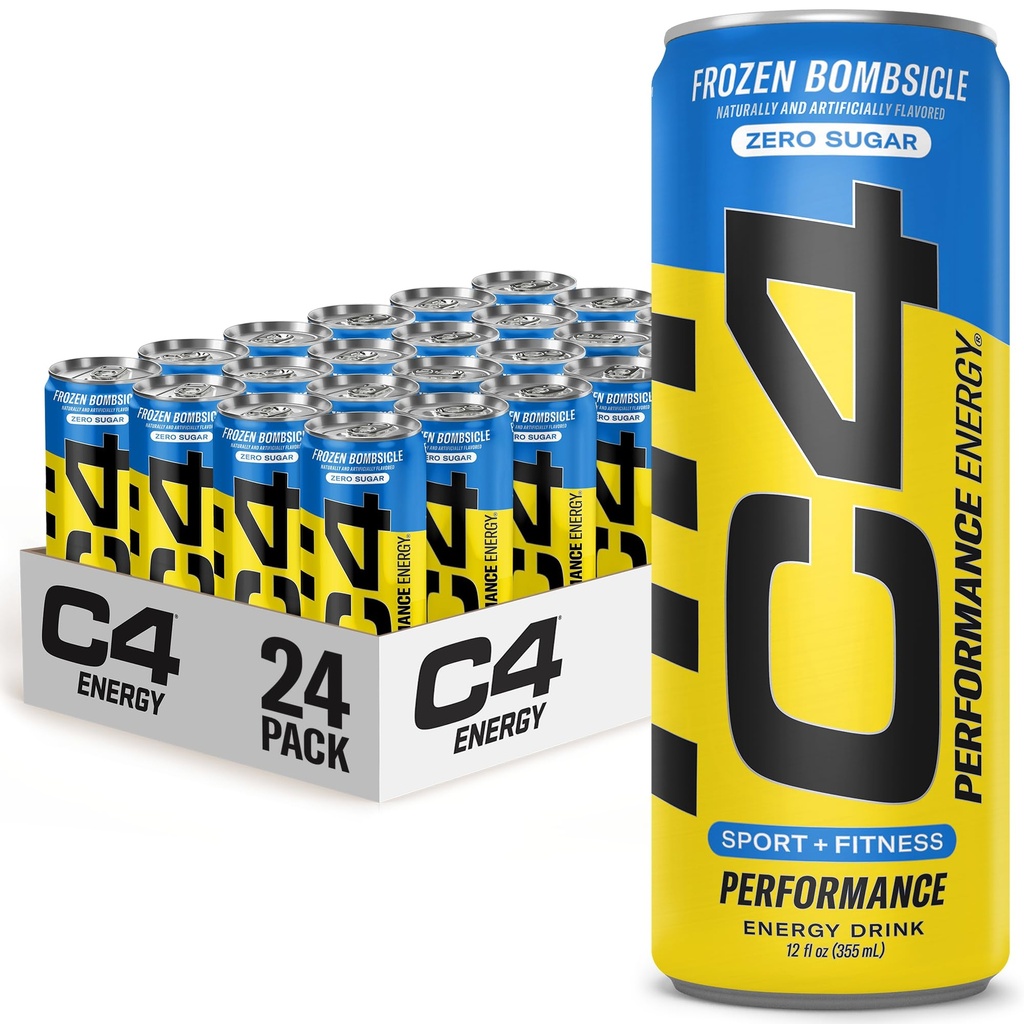 C4 Energy Drink 12oz (balení po 24) - zmrazené Bombbicle - Cukr zdarma Pre Workout Performance Drink bez umělé barvy nebo barviva