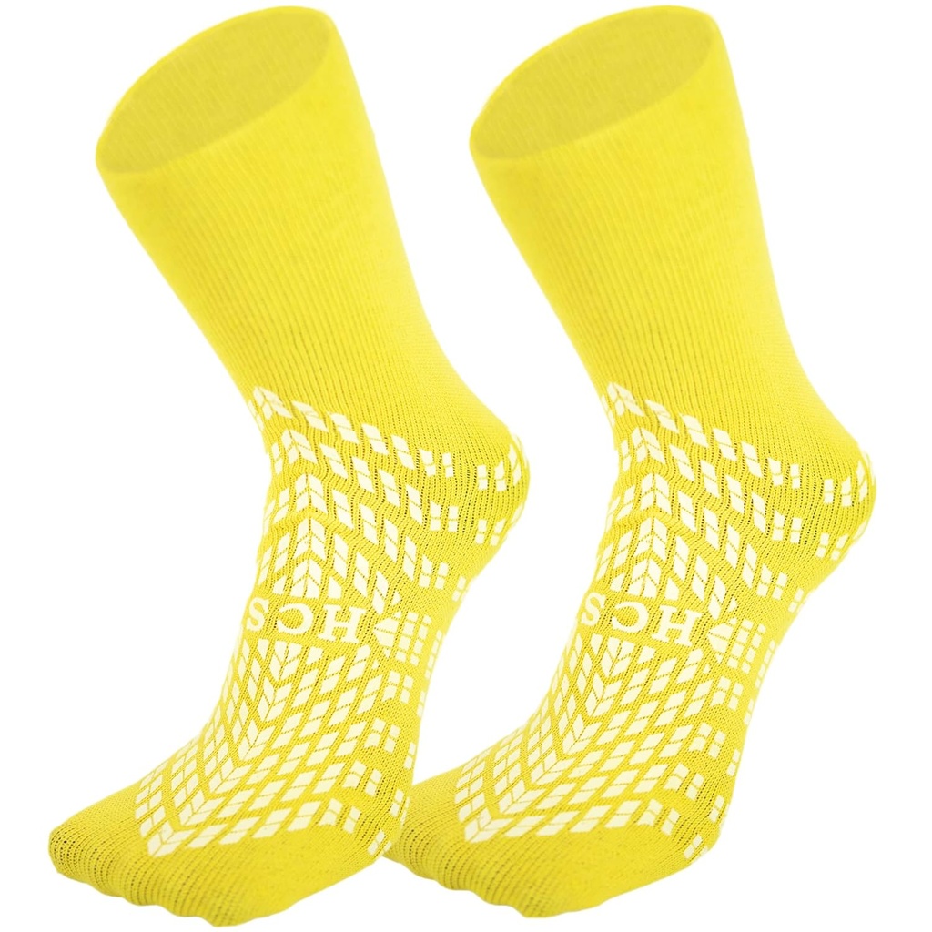 HCS Non- Slip Hospital Socks with Grips for Women & Men (6 Pairs) - 360 All- Around Tread Non- Slip Sock, Starší / senioři - Hospital Grip Socks, Women, Men - Fall Risk Pacient Slippers (Yellow, Regular)