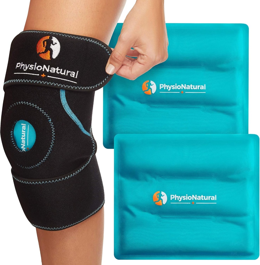 PhysioNatural Ice Pack for Knee Pain Relief, Reuse Gel Ice Wrap for Leg Injuries, Otok, Náhradní operace kolenů, Cold Compress Therapy for Artritis, Meniscus Tear and ACL