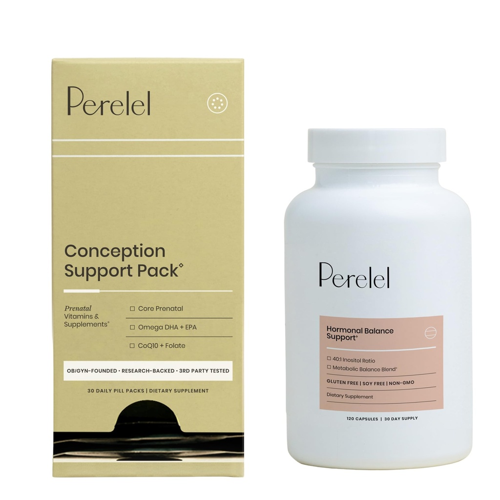 Perelel Conception Support Pack & Hormon Balance Support, Prenatal Multivitamin pro plodnost Wellness & Womens Dodatek k podpoře ženské zdraví, 150 pilulky