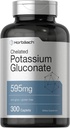 Horbäach Chelated Draslík Gluconate dodatek 124; 595 mg Gluconate 124; 300 Caplet Gluconate 124; Vegetarian, Non- GMO, gluten zdarma