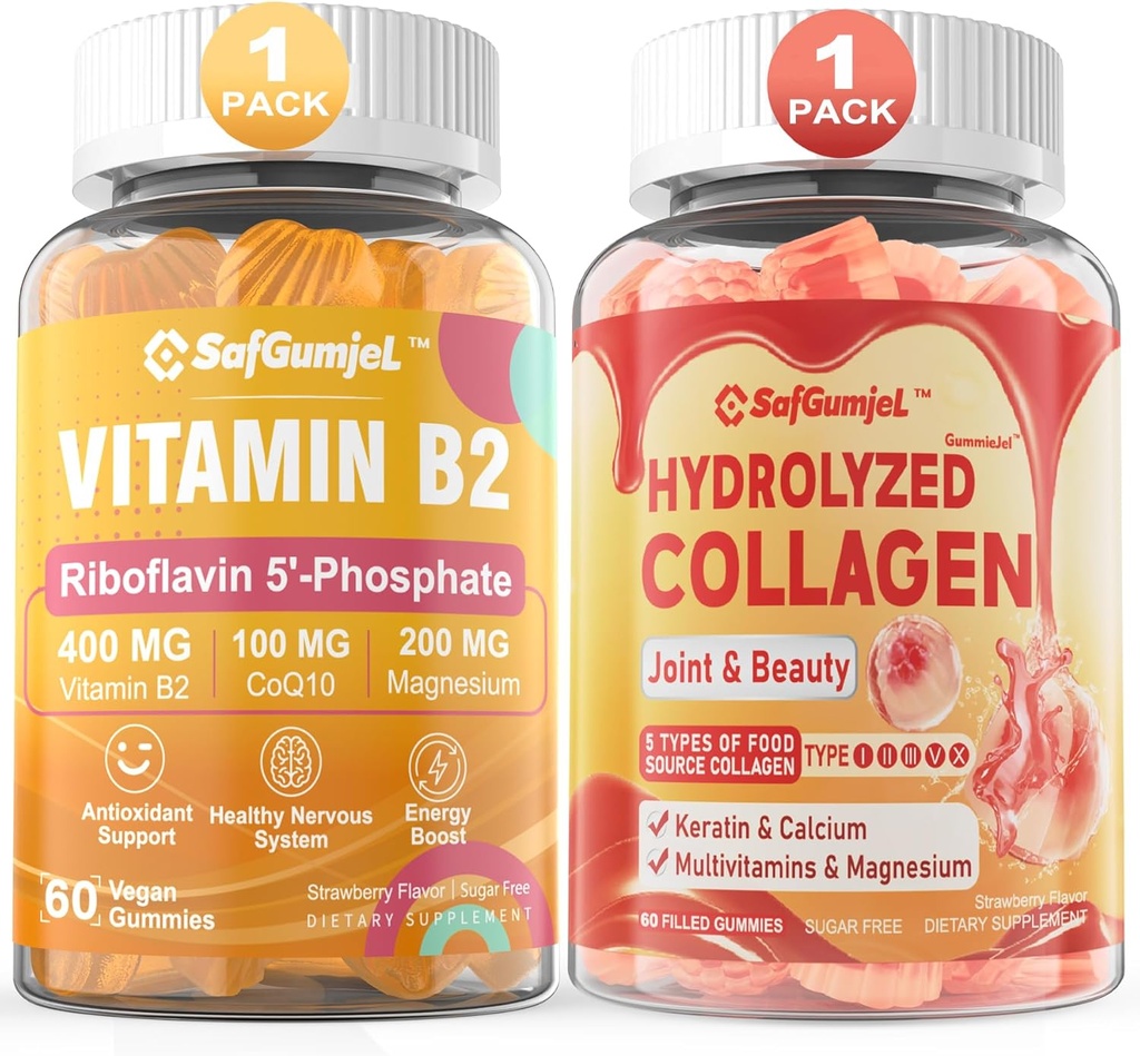 Vitamin B2 gumové + bezcukerné hydrolyzované kolagen Peptidy gumové