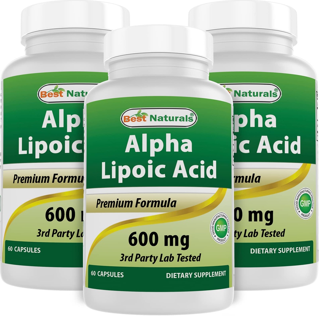 Nejlepší Naturals Alpha Lipoic Acid 600 mg 60 Kapsle - ALA Powerful Antioxidant (60 Počet balení po 3)