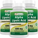 Nejlepší Naturals Alpha Lipoic Acid 600 mg 60 Kapsle - ALA Powerful Antioxidant (60 Počet balení po 3)