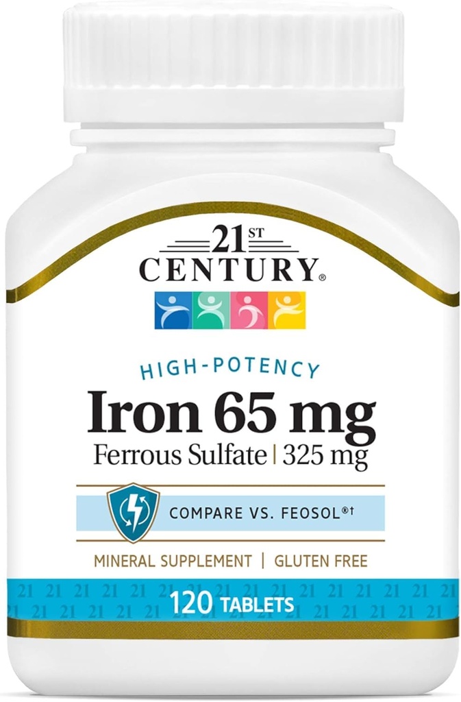 21. Století Železo 65 mg Sulfát železitý 325 mg tablety, 120 Počet