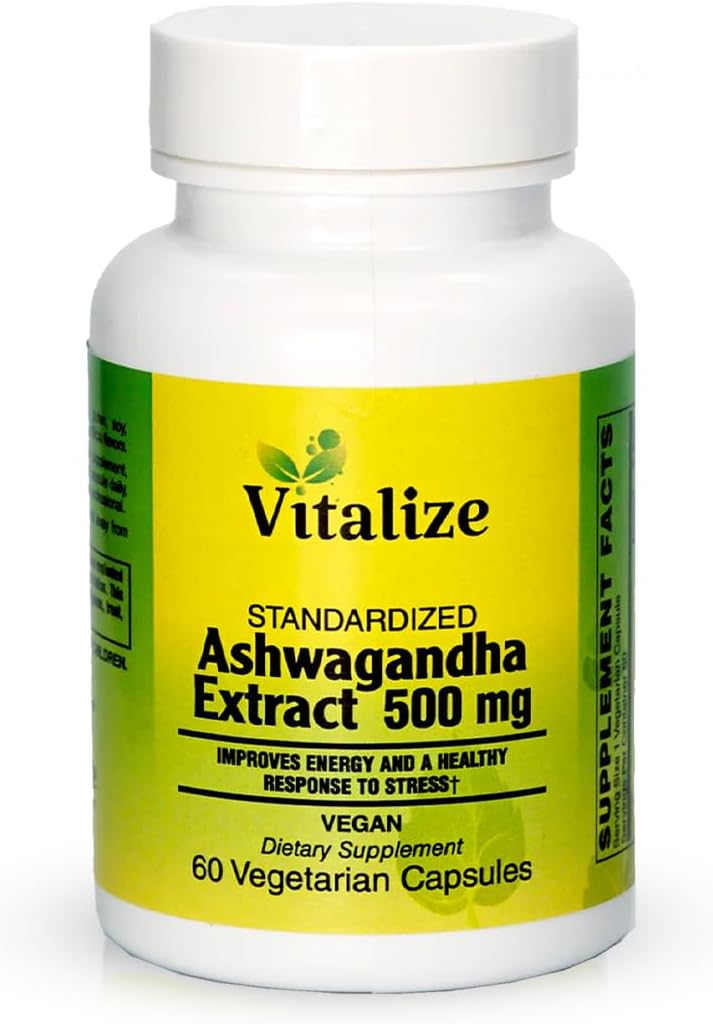 Vitalize - Ashwagandha Extract CLAS124; Zlepšuje energie CLAS124; Superb Cortisol Manager CLAS124; Vegan CLAS124; Dietní dodatek CLAS124; 60 Ashwagandha Kapsle CLAS124; Ashwagandha 500mg CLAS124; Non-GMO CLAS124; Gluten Free