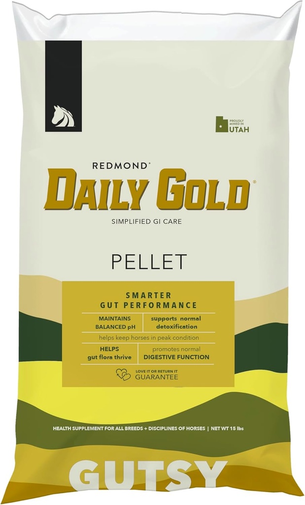 REDMOND Denní Gold Pellet Stress Relief, Přírodní hojení Clay pro gastrické vředy v koních (15 LB)