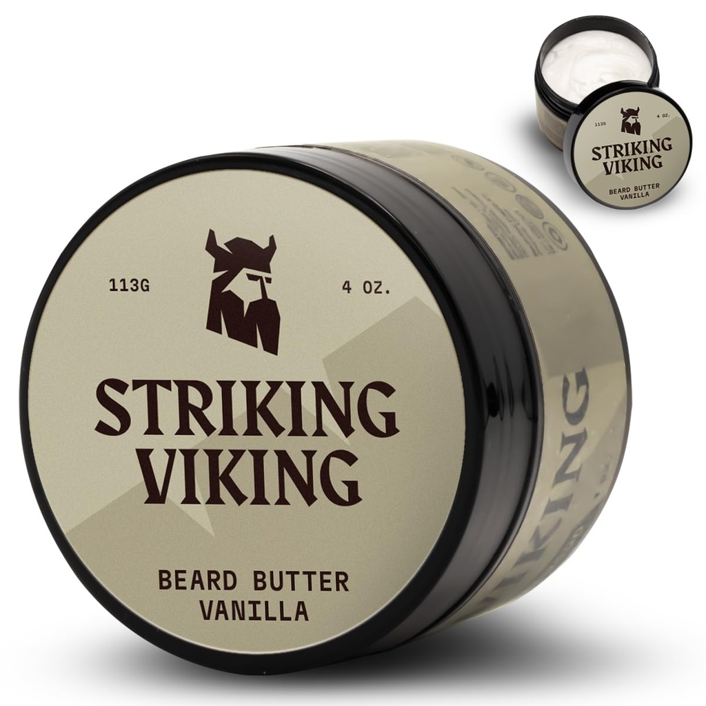 Striking Viking Beard Máslo - Non- Greasy Moisturizer S přírodními přísadami (Vanilla, 4oz) - Udržujte svůj Vous Hydrated a osvěžení