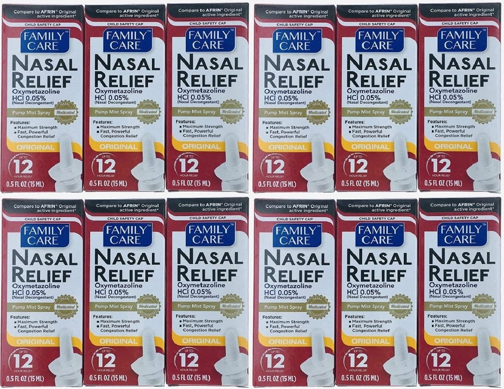 (12 pack) Nasal Relief Spray, 12 hodin čerpadlo Mist (Oxymetazolin HCL) 0.5 fl oz