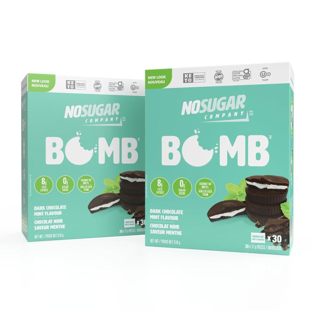 No Sugar Keto Cups, Chocolate Mint, 60 Cups - Diabetic safe treat, Low Net Carb (1g), Sugar Free (0g) Keto Fat Bomb Snacks with 7g Zdravý tuk - Gluten Free, All Natural, Non- GMO