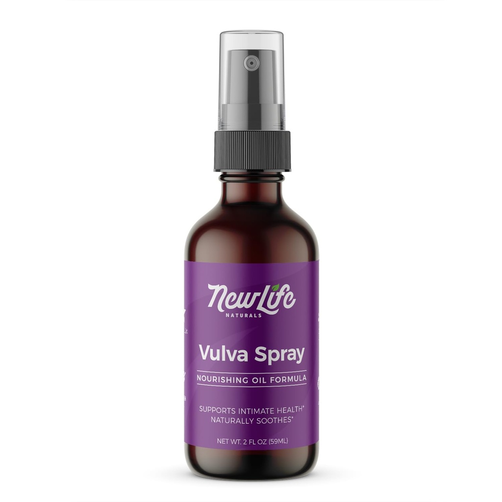 NewLife Naturals Feminin Spray Vaginální Moisturizer pro suchost Itching Irritation PH Menopauza Podpora s olivovým olejem, Lemongrass a více - 2 oz