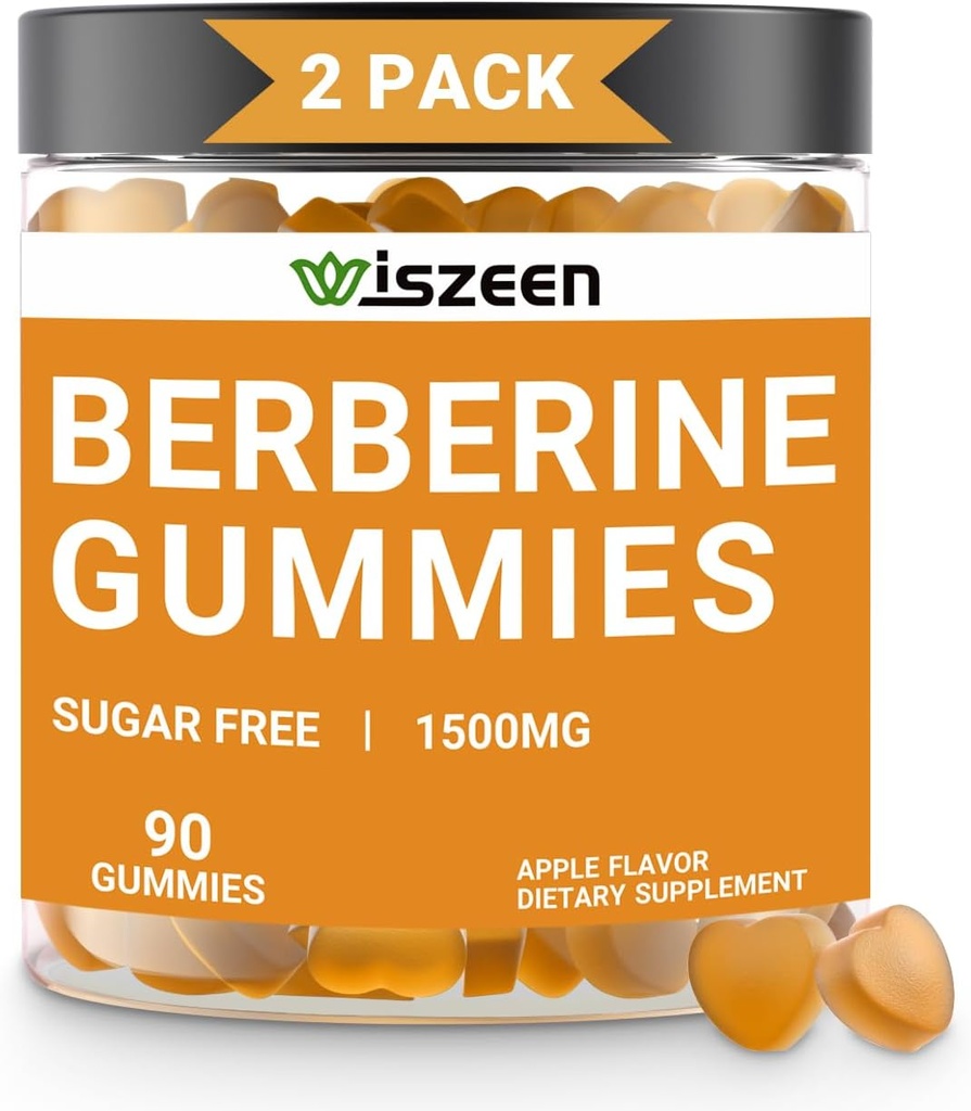 2 Pack Berberine Gummies, Cukr zdarma Berberine dodatek 1500mg s Ceylon Skořice, Berberine Gummy pro dospělé