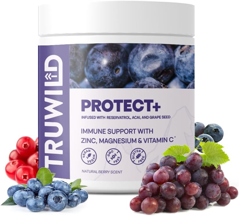 TruWild Protect + Vegan imunitní podpora a antioxidant, Všechny přírodní vitamín C, zinek, hořčík, Resveratrol, Acai, Non GMO, gluten zdarma dodatek kapsle Vyrobeno v USA cGMP, 30 Služeb