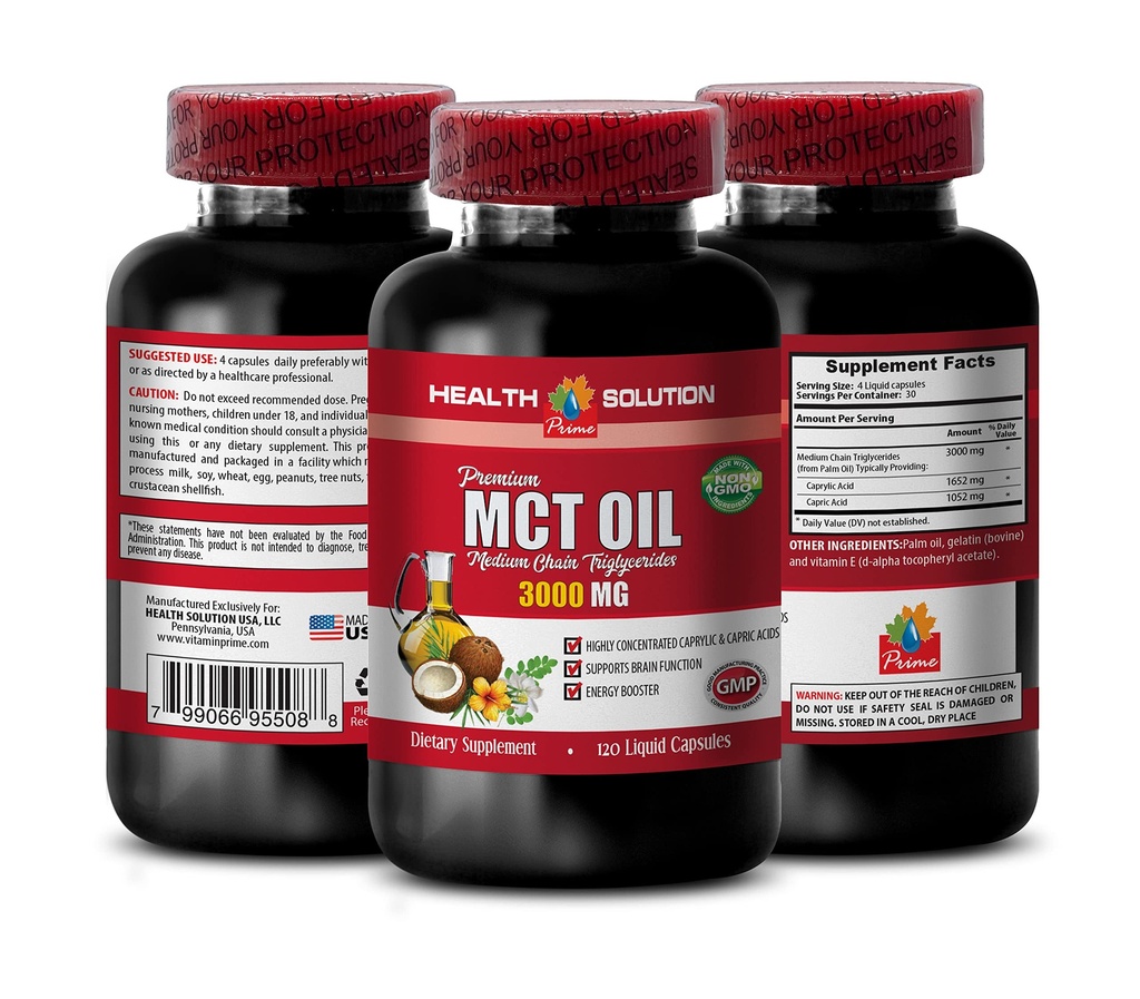 Imunitní systém Booster - MCT Oil 3600MG, 100% čisté - Medium Chain triglyceridy, McT Oil Supplement softgels, McT Oil Pills Organic, McT Oil Kapsle, McT Oil Pills, McT Oil Oil - 1 láhev (120 Softgels)